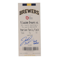 Jacob Misiorowski Signed 2025 Brewers vs Cardinals Ticket Stub Inscribed "MLB Debut" (Prova) at PristineAuction.com