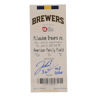 Jacob Misiorowski Signed 2025 Brewers vs Cardinals Ticket Stub Inscribed "MLB Debut" (Prova) at PristineAuction.com