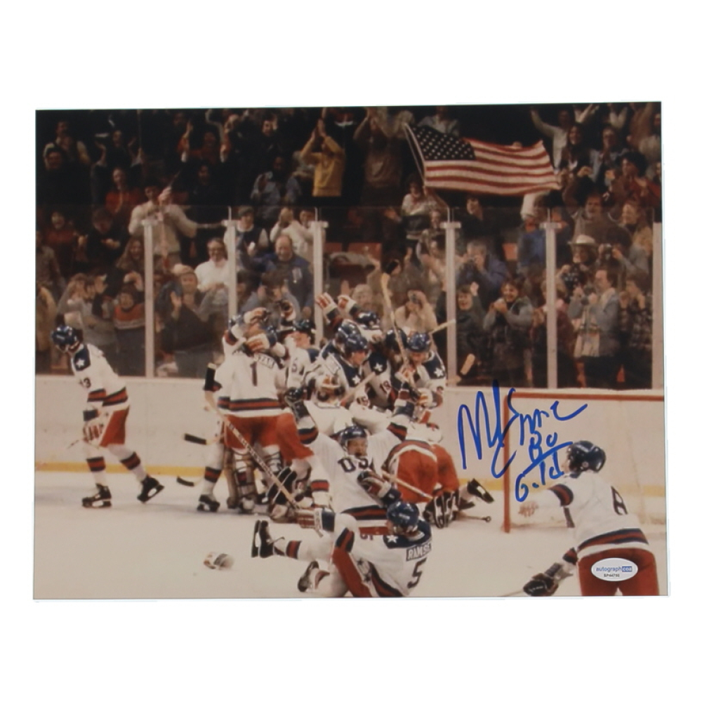 Mike Eruzione Signed Team USA 11x14 Photo Inscribed "80 Gold" (ACOA) at PristineAuction.com