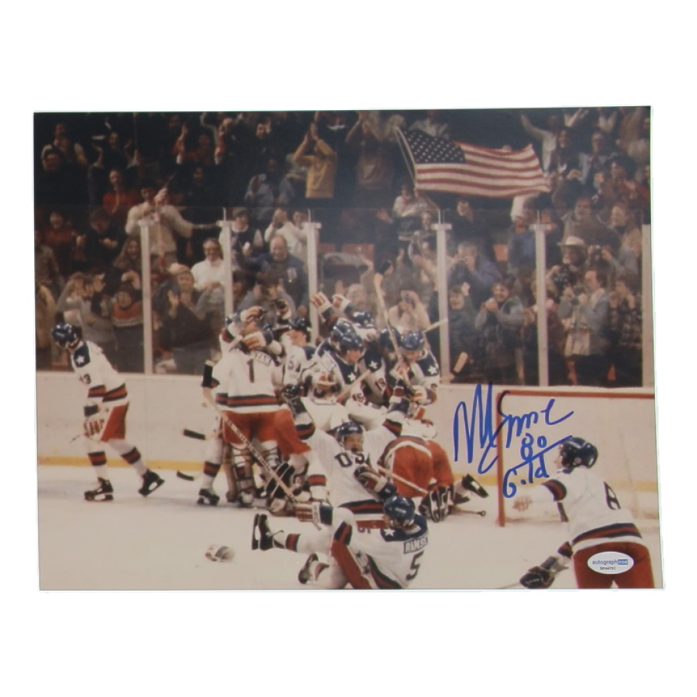 Mike Eruzione Signed Team USA 11x14 Photo Inscribed "80 Gold" (ACOA) at PristineAuction.com