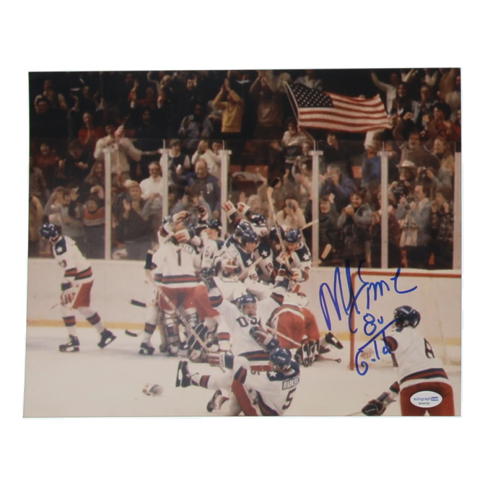 Mike Eruzione Signed Team USA 11x14 Photo Inscribed "80 Gold" (ACOA) at PristineAuction.com