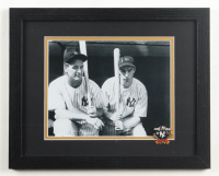 Lou Gehrig & Joe DiMaggio Custom Framed Photo Display with 1937 World Series Pin at PristineAuction.com