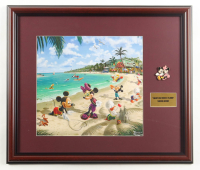 Thomas Kinkade "Mickey & Minnie in Florida" Custom Framed Print Display with Retired Dual Character Pin at PristineAuction.com