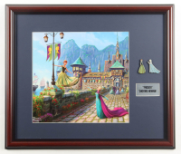 Thomas Kinkade "Frozen" Custom Framed Print Display with Elsa & Anna Pins at PristineAuction.com