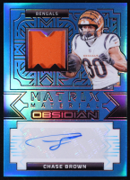 Chase Brown 2024 Panini Obsidian Matrix Material Autographs Blue #15 #15/25 at PristineAuction.com