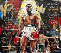 Richard Gene Barbera Signed "Muhammad Ali" 2026 9x12 Original Art Canvas (Barbera) at PristineAuction.com