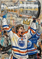 Richard Gene Barbera Signed "Wayne Gretzky" 2026 9x12 Original Art Canvas (Barbera) at PristineAuction.com