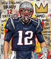 Richard Gene Barbera Signed "Tom Brady Crown" 2026 9x12 Original Art Canvas (Barbera) at PristineAuction.com