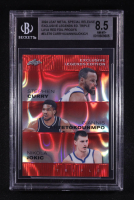 Stephen Curry / Giannis Antetokounmpo / Nikola Jokic 2024 Leaf Metal Special Release Exclusive Legends Edition Triple Lava Red Foil Proofs Triple #ELE76 #1/1 (BGS 8.5) at PristineAuction.com
