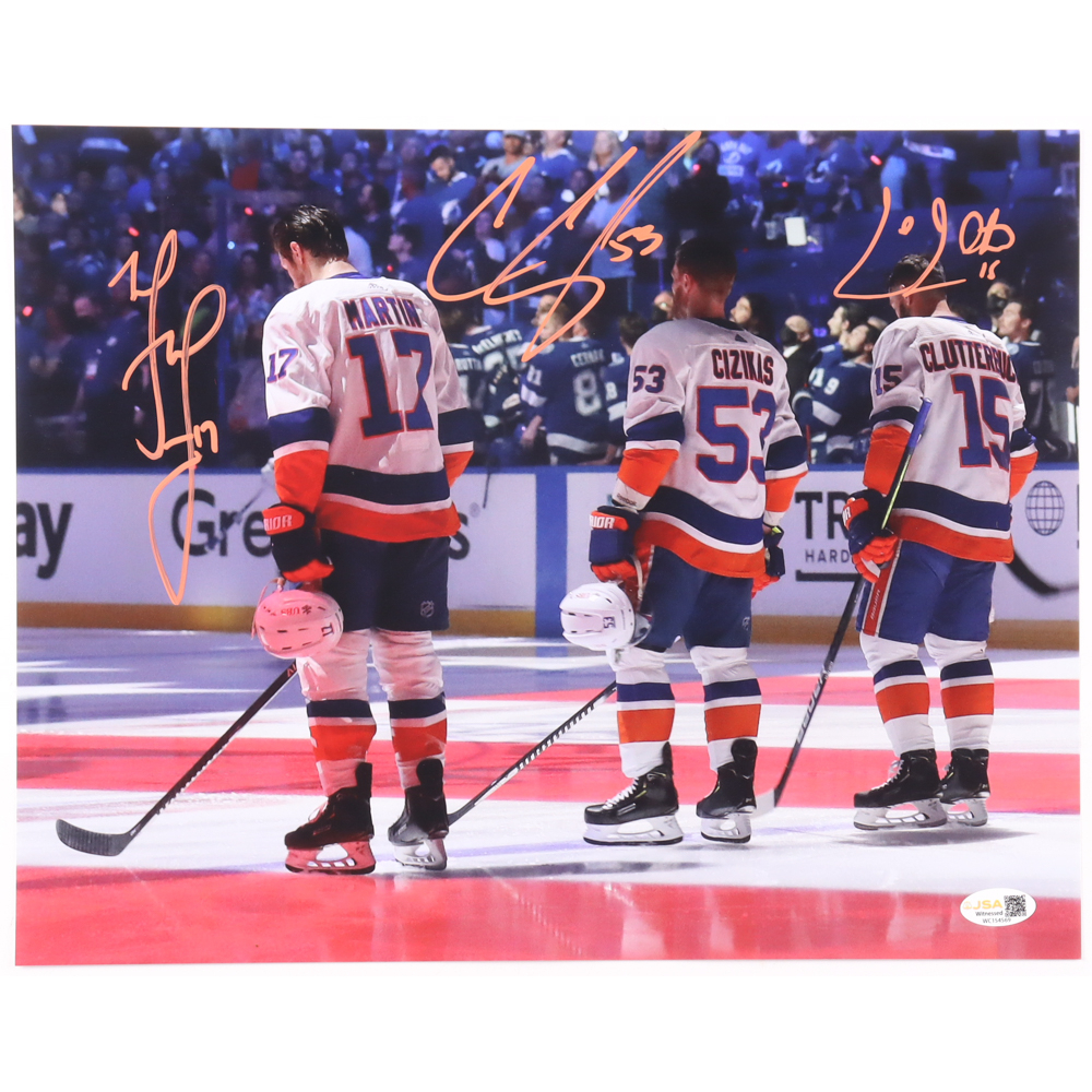 Matt Martin, Cal Clutterbuck & Casey Cizikas Signed Islanders 11x14 Photo (JSA) at PristineAuction.com