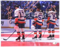 Matt Martin, Cal Clutterbuck & Casey Cizikas Signed Islanders 11x14 Photo (JSA) at PristineAuction.com