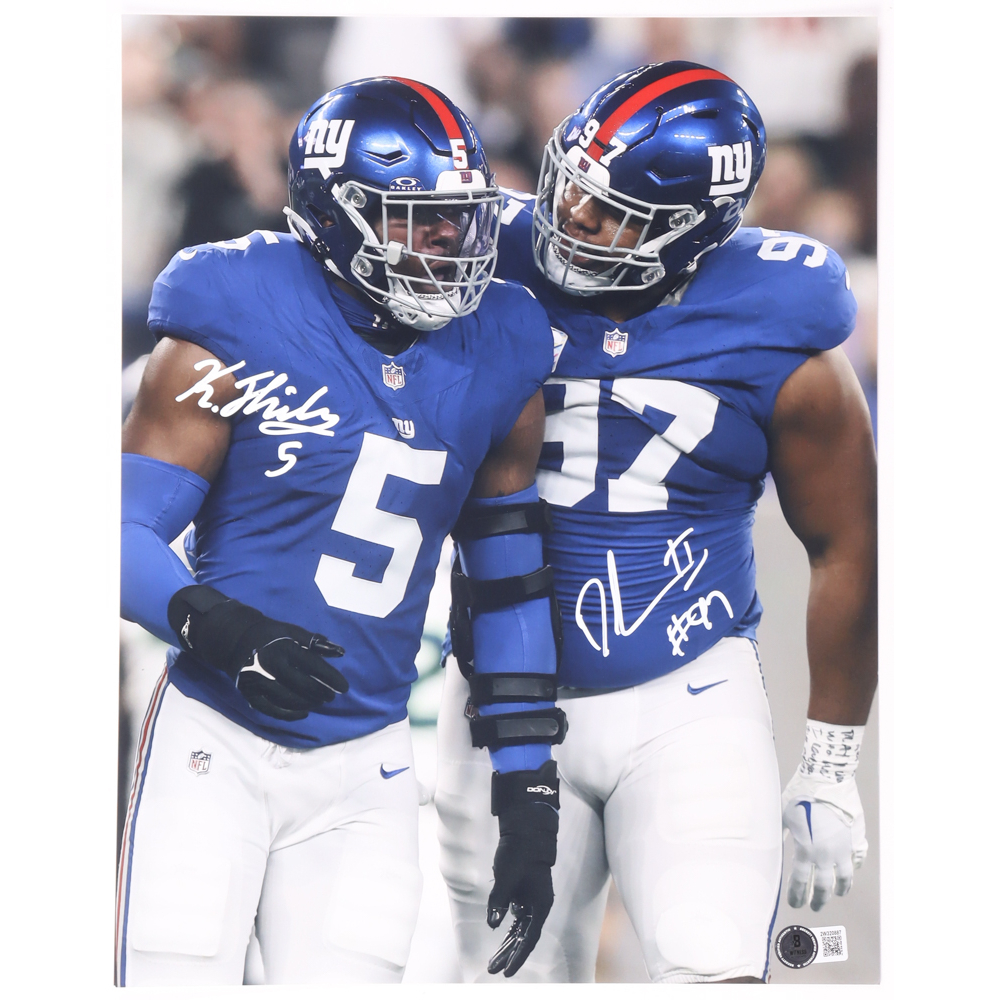 Kayvon Thibodeaux & Dexter Lawrence II Signed Giants 11x14 Photo (Beckett) at PristineAuction.com