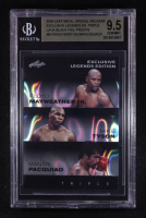 Floyd Mayweather Jr. / Mike Tyson / Manny Pacquaio 2024 Leaf Metal Special Release Exclusive Legends Edition Triple Lava Black Foil Proofs #1/1 (BGS 9.5) at PristineAuction.com