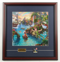 "Peter Pan & Captain Hook" by Thomas Kinkade Custom Framed Art Print Display with Disneyland Peter Pan Pin at PristineAuction.com