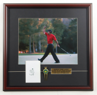 "Tiger Woods Fist Pump at the Masters" Custom Framed Photo Display with Augusta Scorecard & Masters Divot Tool at PristineAuction.com