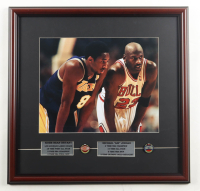 "Kobe Bryant & Michael Jordan" Custom Framed Photo Display with NBA East & West Conference Pins at PristineAuction.com