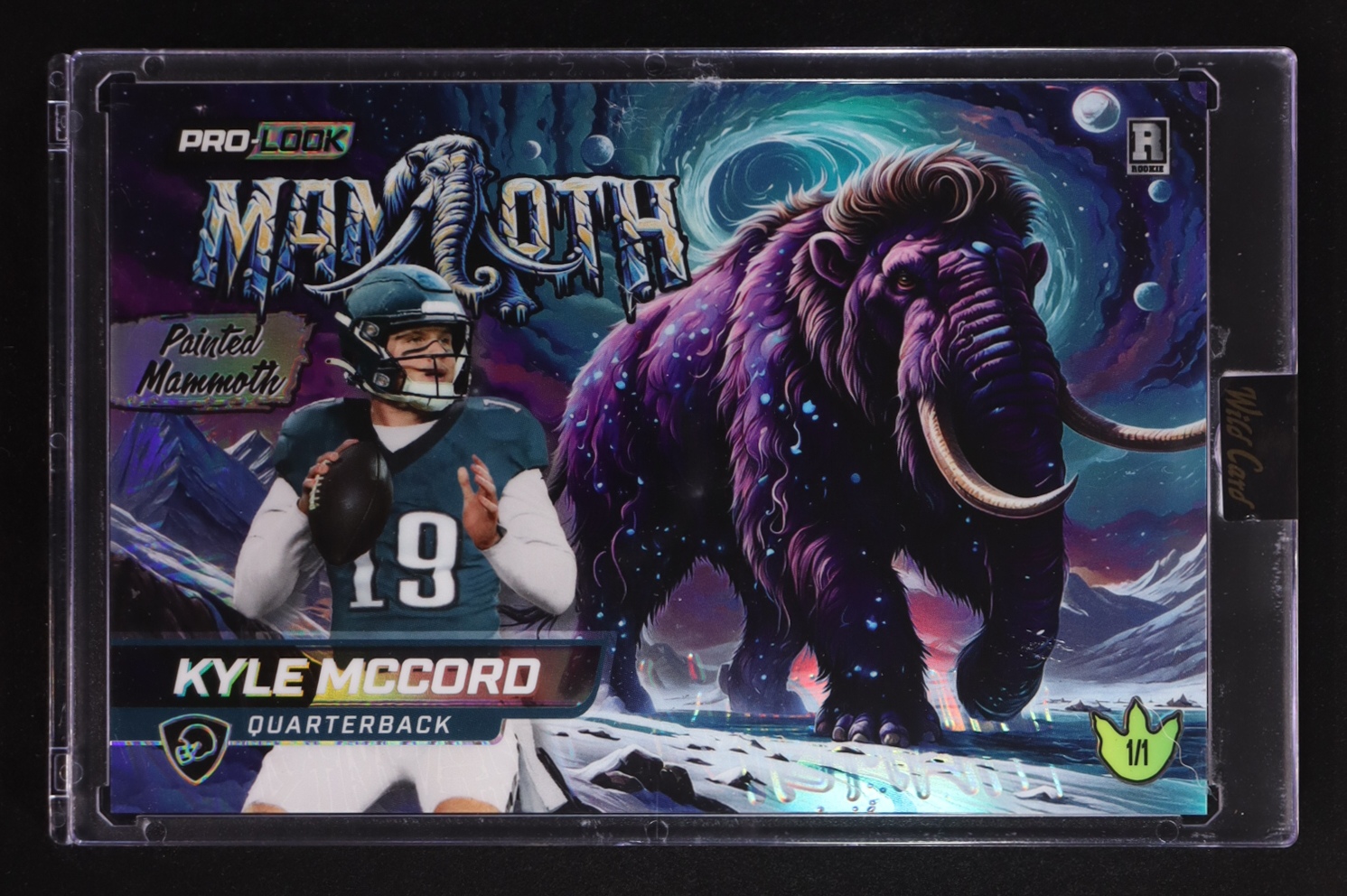 Kyle McCord 2025 Wild Card Alumination Pro-Look Dino-Might Painted Mammoth #DMPMM507b-KM #1/1 at PristineAuction.com Kyle McCord 2025 Wild Card Alumination Pro-Look Dino-Might Painted Mammoth #DMPMM507b-KM #1/1 at PristineAuction.com