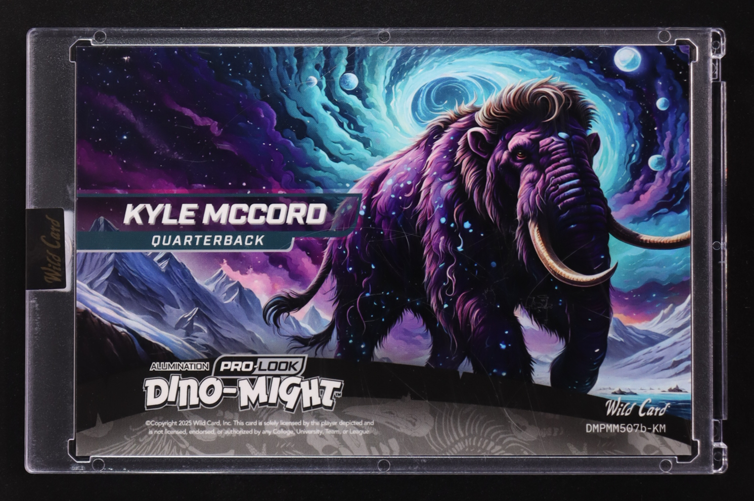 Kyle McCord 2025 Wild Card Alumination Pro-Look Dino-Might Painted Mammoth #DMPMM507b-KM #1/1 at PristineAuction.com Kyle McCord 2025 Wild Card Alumination Pro-Look Dino-Might Painted Mammoth #DMPMM507b-KM #1/1 at PristineAuction.com