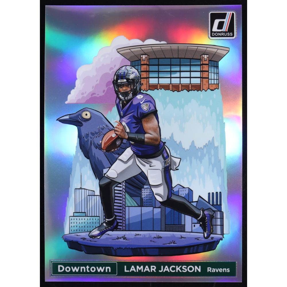 Lamar Jackson 2024 Panini Donruss Football Oversized Downtown Jumbo #1 at PristineAuction.com