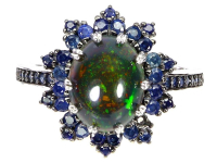 2.75 Carats Natural Black Opal & Sapphire Ring | $1,850 Estimated Retail Value (UGL Cert) | Brand New at PristineAuction.com