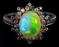 3.50 Carats Natural Opal & Multi-Colored Sapphire Ring | $2,400 Estimated Retail Value (UGL Cert) | Brand New at PristineAuction.com