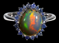 3.25 Carats Natural Opal & Sapphire Ring | $2,100 Estimated Retail Value (UGL Cert) | Brand New at PristineAuction.com