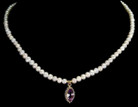 Freshwater Cultured Pearl & 1.50 Carats Natural Amethyst Necklace | $1,700 Estimated Retail Value (UGL Cert) | Brand New at PristineAuction.com