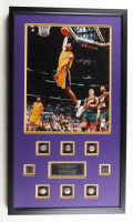 Kobe Bryant Signed Lakers Custom Framed Photo Display with (6) Replica Championship Rings (PSA) at PristineAuction.com