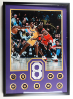 Kobe Bryant Signed Lakers Custom Framed Jersey Number Display with (9) Replica Championship Rings (PSA) at PristineAuction.com