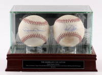 Derek Jeter & Mariano Rivera "The Captain & The Closer" Signed Set of (2) Game-Used OML Baseballs with Display Case (Steiner & MLB) at PristineAuction.com