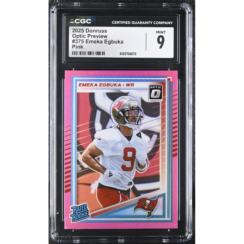 Emeka Egbuka 2025 Donruss Optic Preview Pink #375 RC (CGC 9) at PristineAuction.com