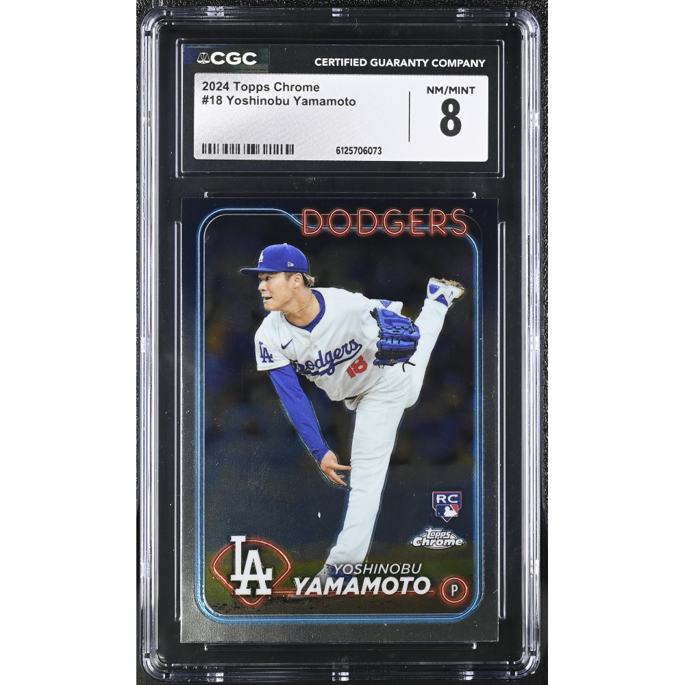 Yoshinobu Yamamoto 2024 Topps Chrome #18 RC (CGC 8) at PristineAuction.com