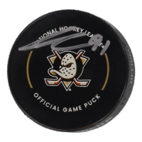 Leo Carlsson Signed Ducks Logo Hockey Puck (Fanatics) at PristineAuction.com