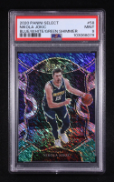Nikola Jokic 2020-21 Panini Select Prizms Concourse Blue/White/Green Shimmer #58 #40/49 (PSA 9) at PristineAuction.com