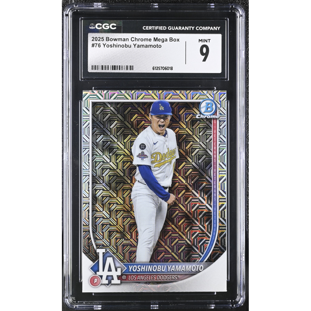 Yoshinobu Yamamoto 2025 Bowman Chrome Mega Box #76 (CGC 9) at PristineAuction.com