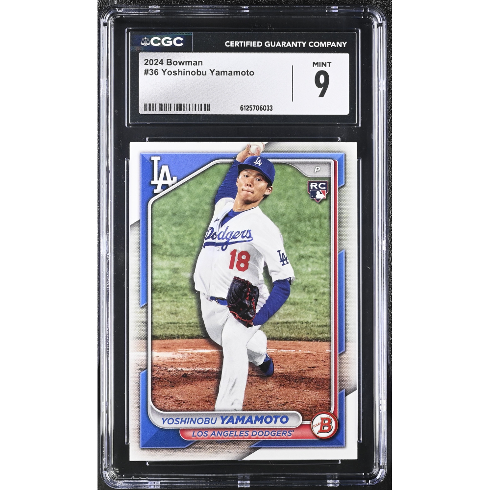 Yoshinobu Yamamoto 2024 Bowman #36 RC (CGC 9) at PristineAuction.com