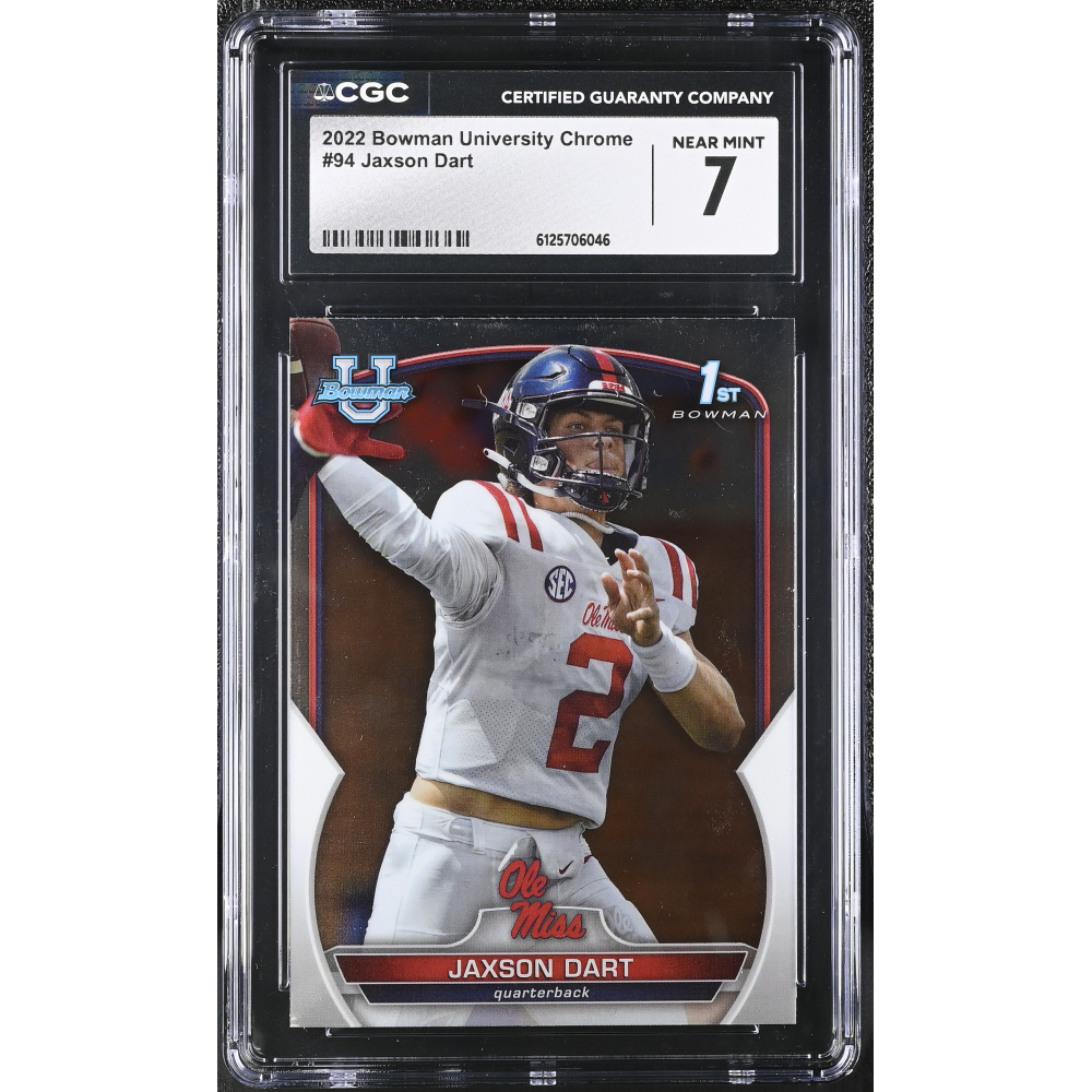 Jaxson Dart 2022 Bowman University Chrome #94 (CGC 7) at PristineAuction.com