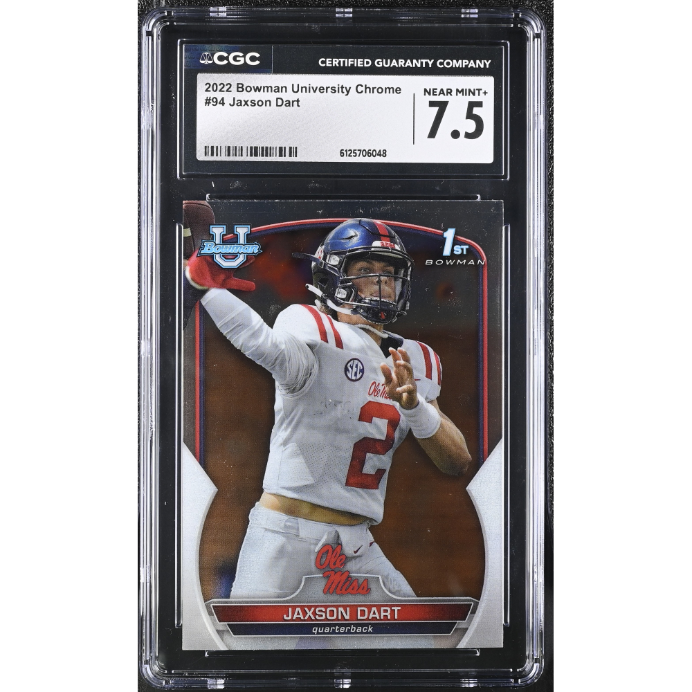Jaxson Dart 2022 Bowman University Chrome #94 (CGC 7.5) at PristineAuction.com