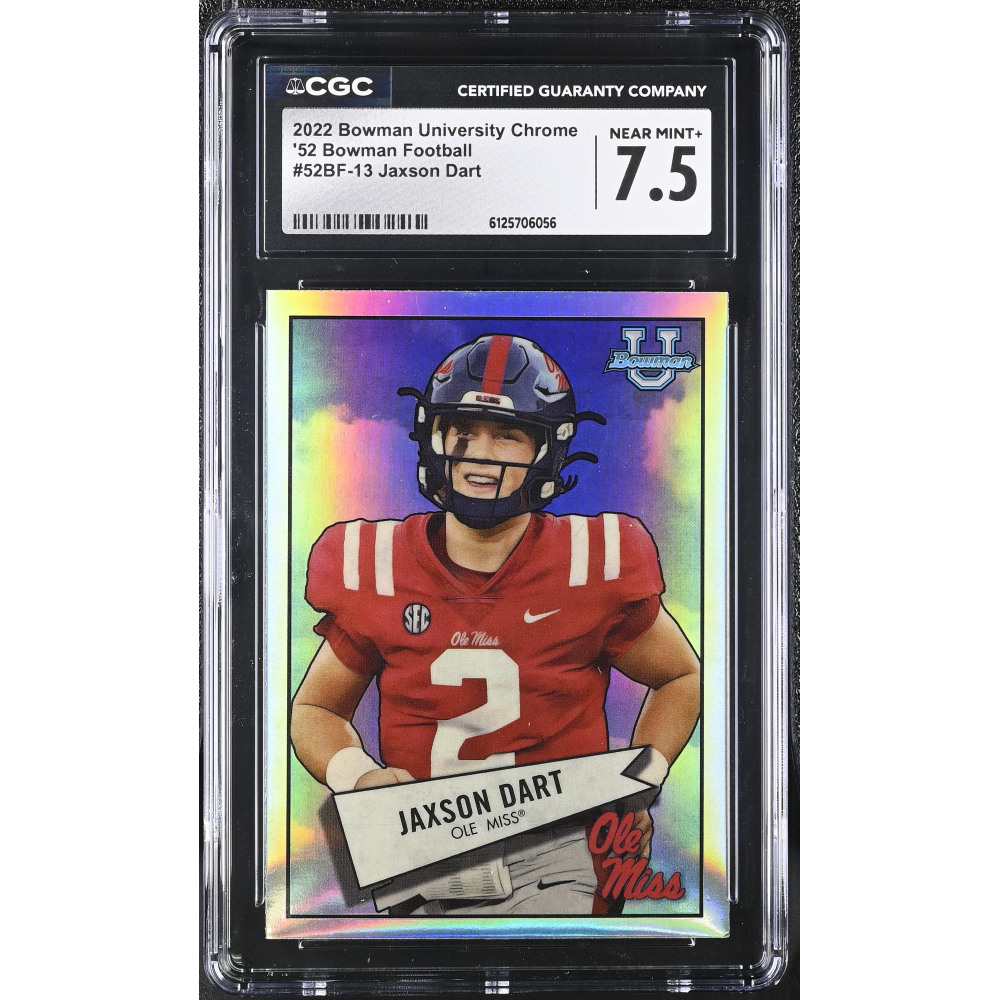 Jaxson Dart 2022 Bowman University Chrome '52 Bowman Football #52BF-13 (CGC 7.5) at PristineAuction.com