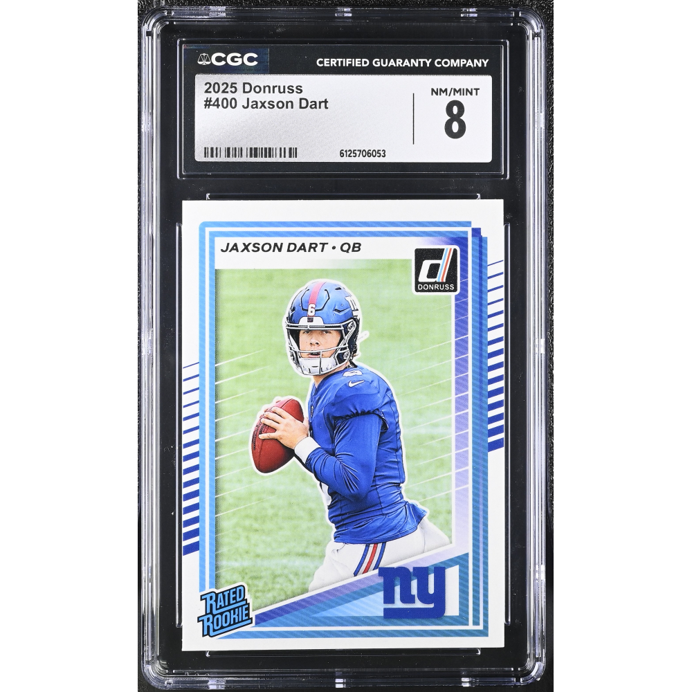 Jaxson Dart 2025 Donruss #400 RC (CGC 8) at PristineAuction.com