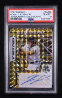 Ronald Acuna Jr. 2022 Panini Mosaic Rookie Autographs Gold Mosaic #AM-RA #03/10 (PSA 9) at PristineAuction.com