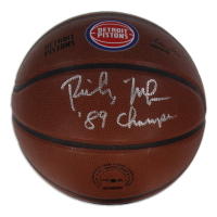 Rick Mahorn Signed Pistons Logo Basketball Inscribed "'89 Champs" (Schwartz) at PristineAuction.com