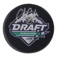 Cole Caufield Signed 2019 NHL Draft Logo Hockey Puck (Fanatics) at PristineAuction.com