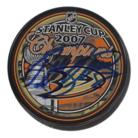 Teemu Selanne Signed Ducks 2007 Stanley Cup Champions Logo Hockey Puck (AJ's Sports World) at PristineAuction.com