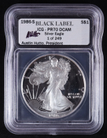 1986-S American Silver Eagle $1 Proof - Austin Hutto Signature Black Label #1/249 (ICG PR70 DCAM) at PristineAuction.com