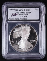 1989-S American Silver Eagle $1 Dollar Proof - Austin Hutto Signature Black Label #1/249 (ICG PR70 DCAM) at PristineAuction.com