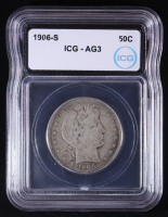 1906-S Barber 50C Silver Half Dollar (ICG AG3) at PristineAuction.com