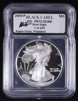 2000-S American Silver Eagle $1 Dollar Proof - Austin Hutto Signature Black Label #1/249 (ICG PR70 DCAM) at PristineAuction.com