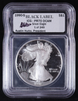 1990-S American Silver Eagle $1 Dollar Proof - Austin Hutto Signature Black Label #1/249 (ICG PR70 DCAM) at PristineAuction.com
