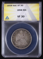 1858 Seated Liberty 50C Silver Half Dollar (ANACS VG30) at PristineAuction.com